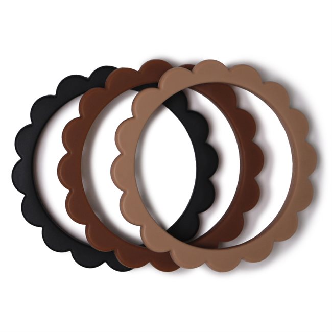 000256_0 Mushie Silikonowy Gryzak Bransoletka Flower Black / Caramel / Natural