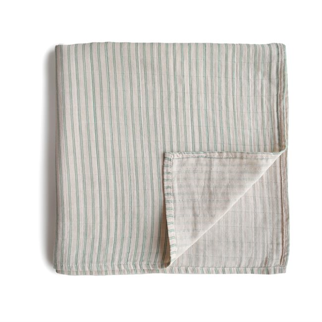 000440_0 Mushie Otulacz z Organicznej Bawełny Sage Stripe