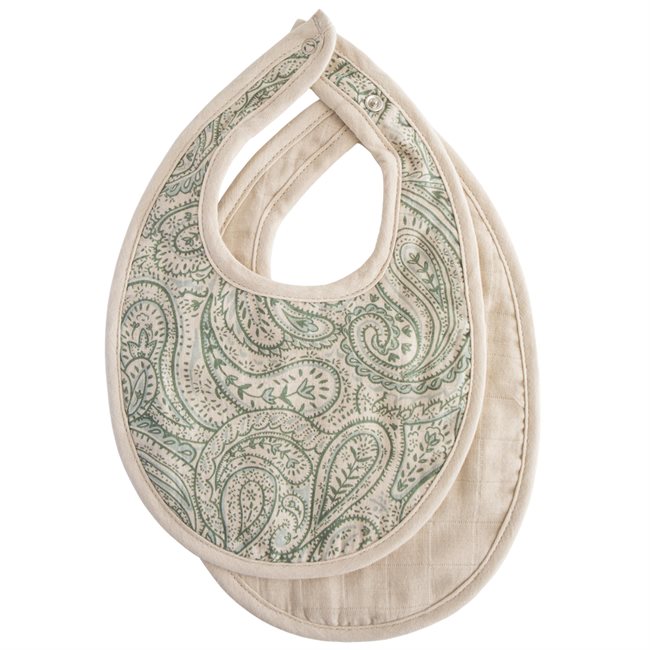 001469_0 Mushie Śliniaki Muślinowe 2-pack Green Paisley / Fog