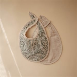 001469_2 Mushie Śliniaki Muślinowe 2-pack Green Paisley / Fog