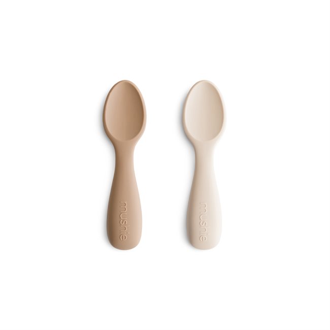 001500_0 Mushie Łyżeczki Startowe dla Malucha – 2-pack Natural/Shifting Sand