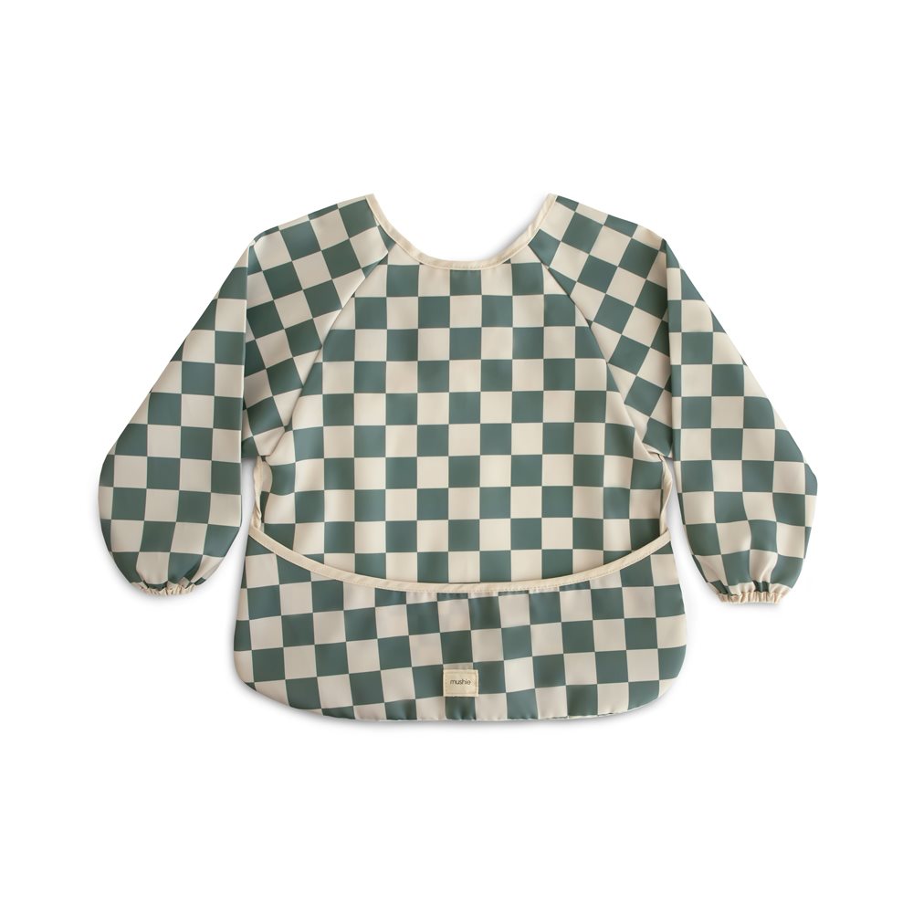 Mushie Śliniak z Długim Rękawem - Olive Check