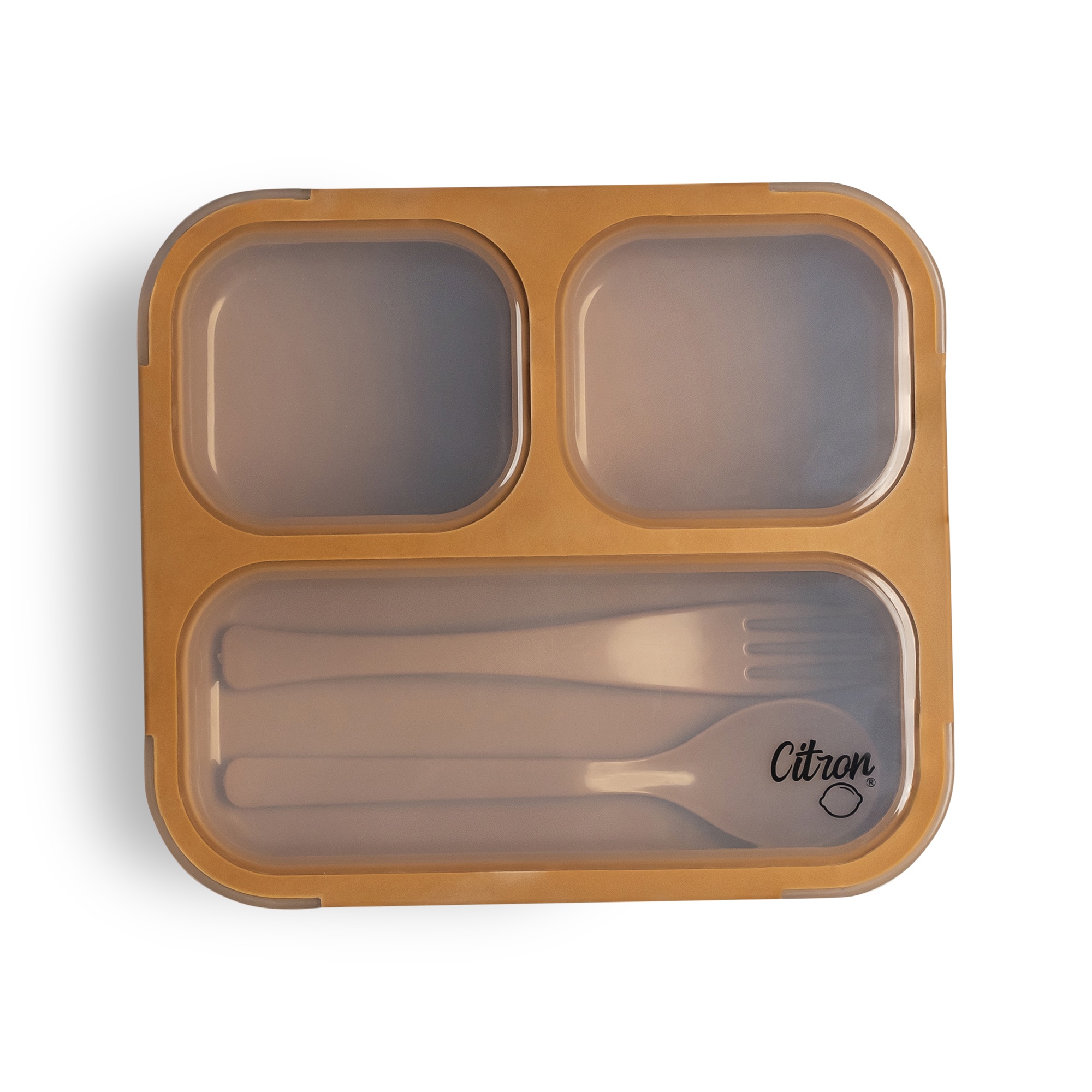 001537_1 Citron Lunchbox ze Sztućcami - Caramel