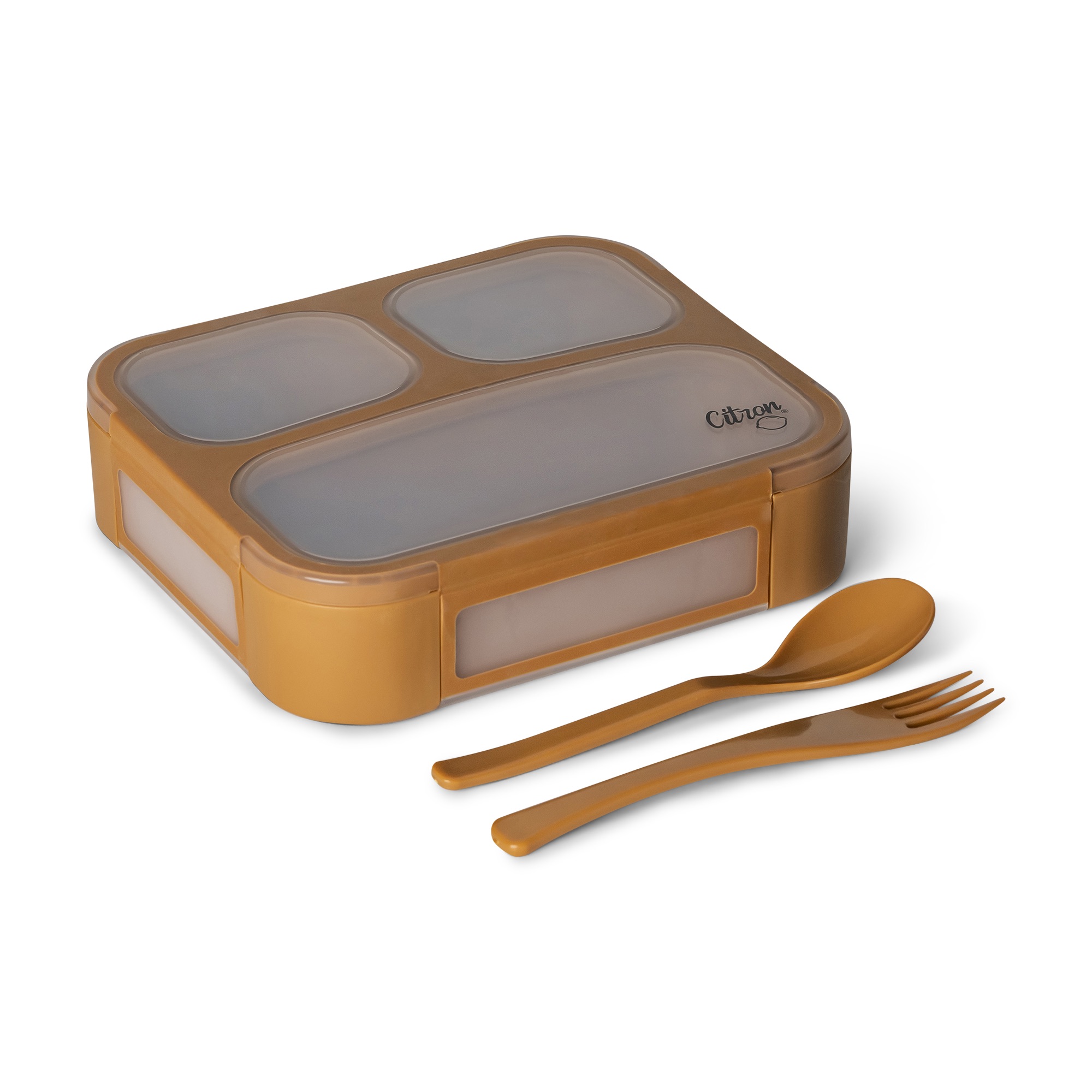 001537_3 Citron Lunchbox ze Sztućcami - Caramel